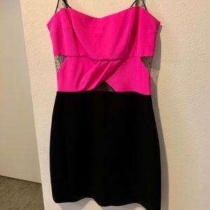 Noam Hanoch Pink and Black Mini Dress